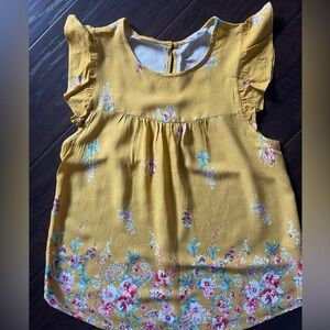 Mine Anthropologie mustard floral flutter Sleeve Blouse medium